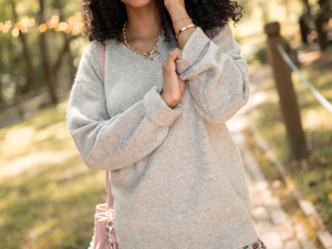 Adalyn Tan V-Neck Sweater