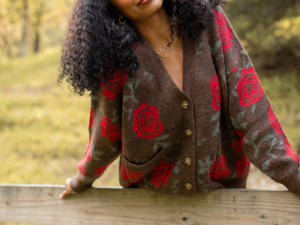 Britney Brown Rose Cardigan