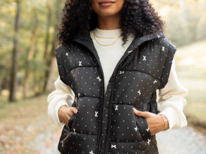 Stella Black Bow Dot Puffer Vest