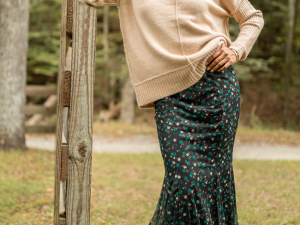 Anna Marie Black Multi Floral Knit Maxi Skirt