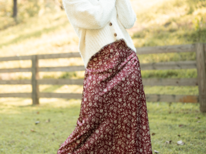 Naomi Red Multi Flower Maxi Skirt