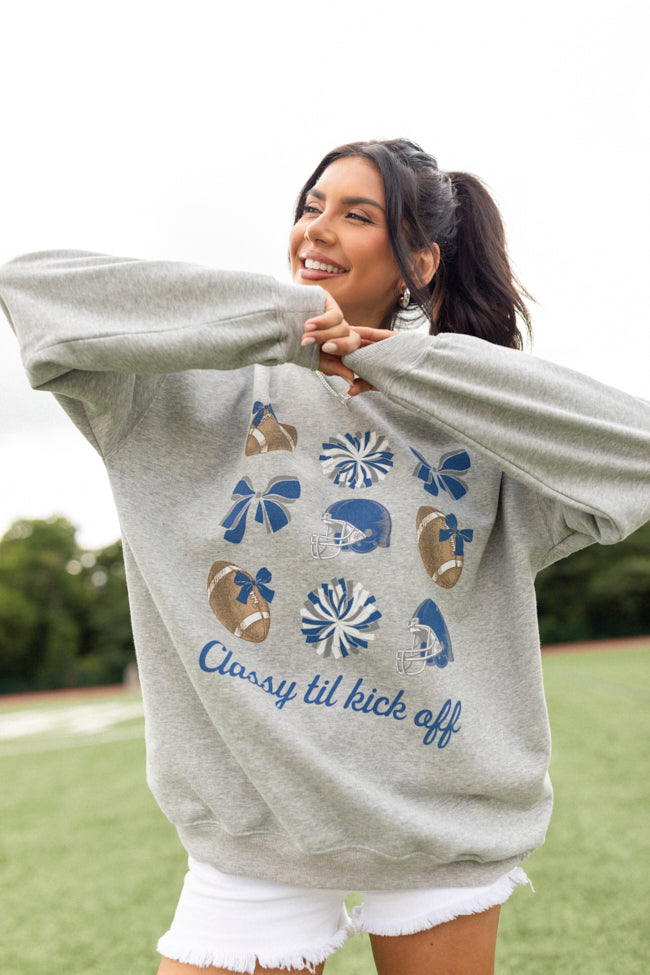 Football Icon Navy Blue and White Light Grey Graphic Sweatshirt - Image 2