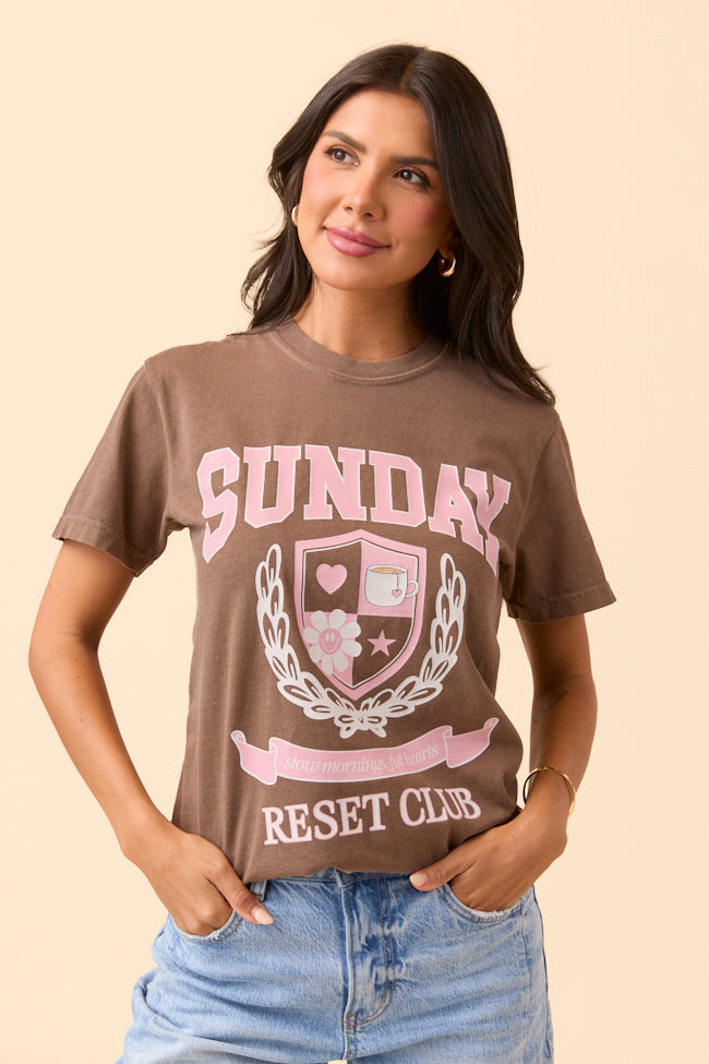 Sunday Reset Club Brown Graphic Tee - Image 5