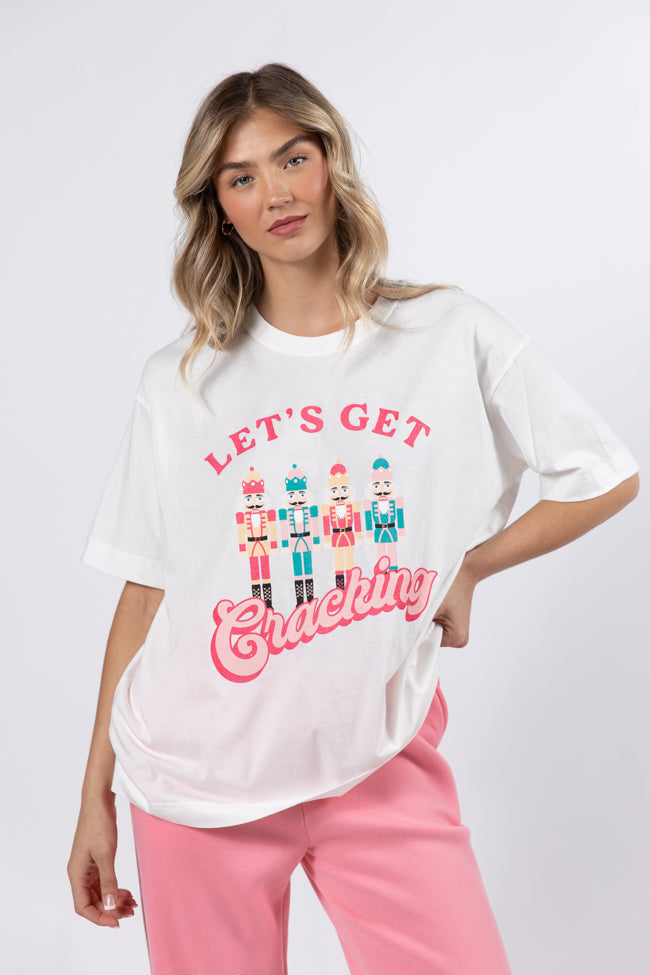 Let's Get Crackin Off White Oversized Graphic Tee - Image 3