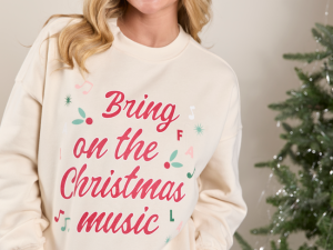 Christmas Music Cream Graphic Sweatshirt