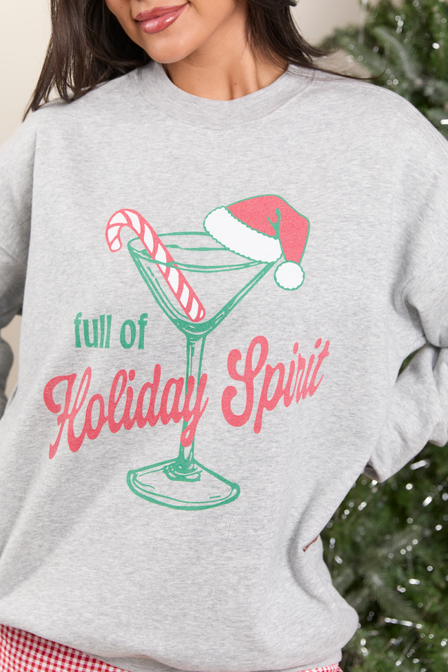 Full Of Holiday Spirit Light Grey Graphic Sweatshirt - Image 2