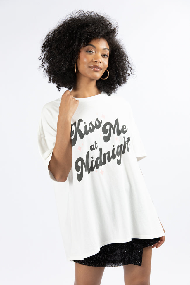Kiss Me At Midnight Off White Oversized Graphic Tee - Image 2