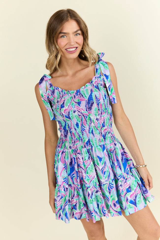 Enough For Me Colorful Feather Print Mini Dress FINAL SALE - Image 4