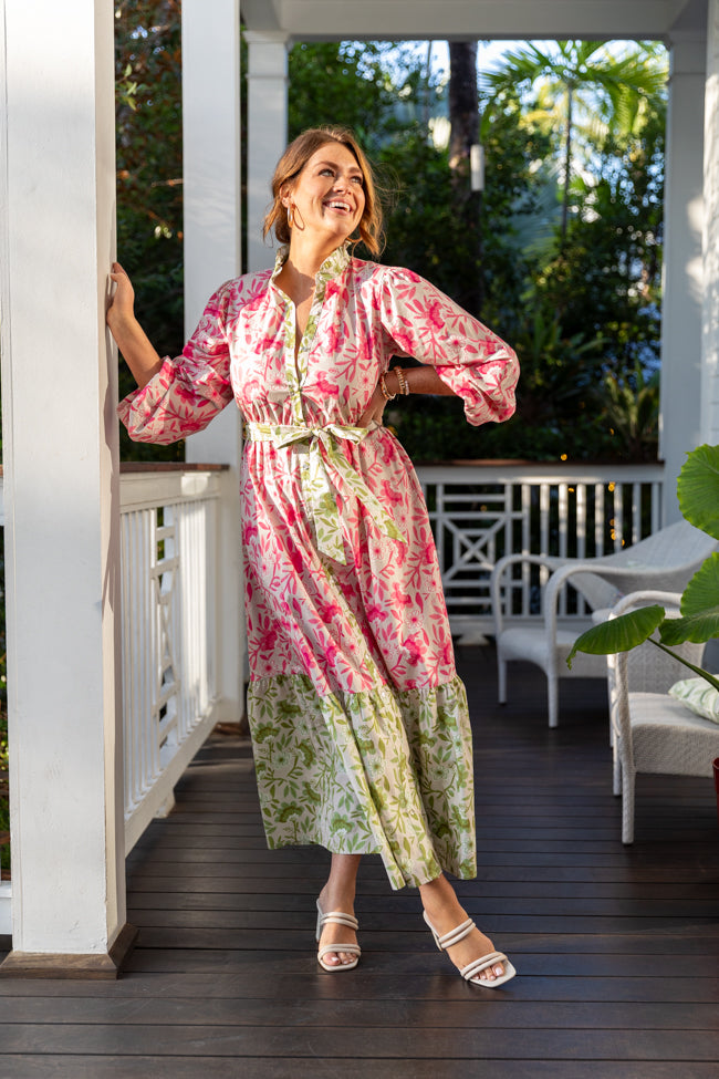 Grow Together Multi Colorblock Floral Midi Dress FINAL SALE