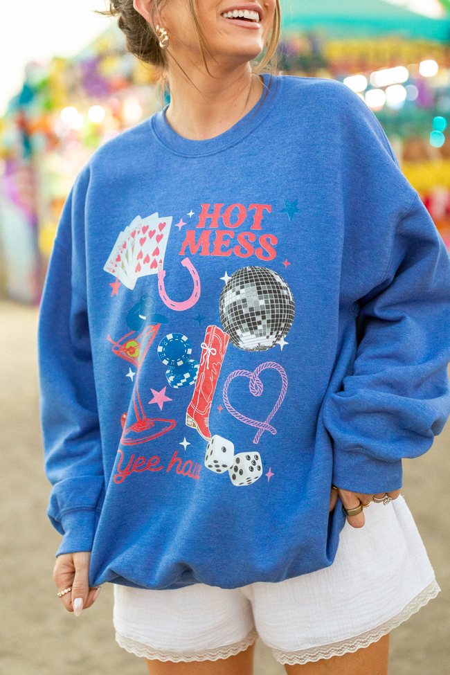 Western Girlie Heather Blue Graphic Sweatshirt - Image 3
