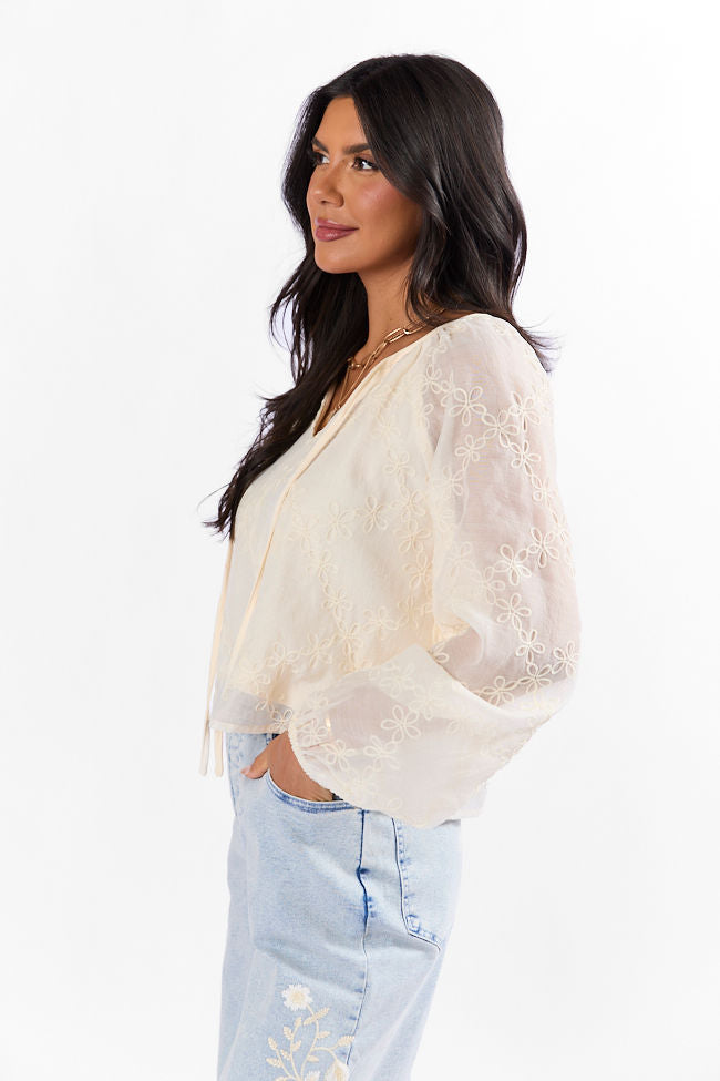 Face The Music Cream Embroidered Blouse FINAL SALE - Image 4