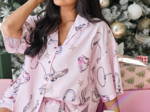 Skye Oversized Pink Western Print Pajama Top