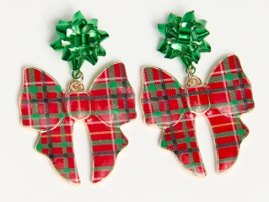 Wynter Red Plaid Bow Earrings