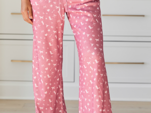 Lainey Waffle Knit Pink Western Icon Pajama Pants