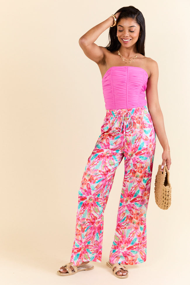 Paddle Out Pink Floral Printed Pull On Pants FINAL SALE - Image 2