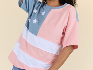 Born To Be Free Oversized American Flag Tee FINAL SALE