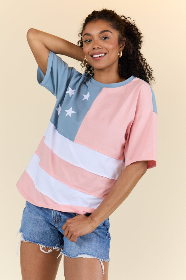 Born To Be Free Oversized American Flag Tee FINAL SALE