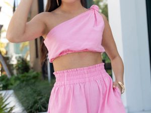 Paradise Is Calling Pink Knot Detail Two Piece Set FINAL SALE