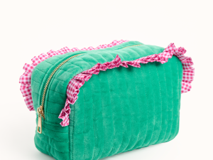 Avalon Green Ruffle Trim Cosmetic Bag