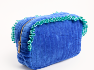 Avalon Blue Ruffle Trim Cosmetic Bag