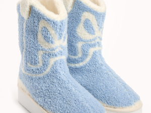 Tyla White Bow Shearling Boot Slippers