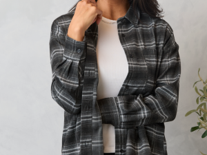 Autumn Black Plaid Flannel Top