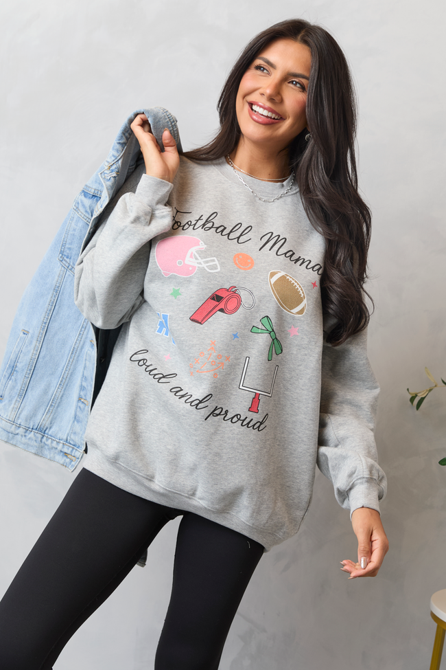 Football Mama Icons Light Grey Graphic Sweatshirt - Image 2