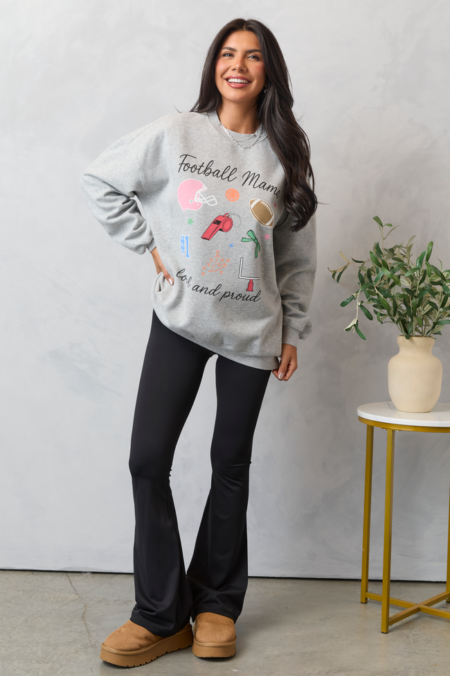 Football Mama Icons Light Grey Graphic Sweatshirt - Image 3
