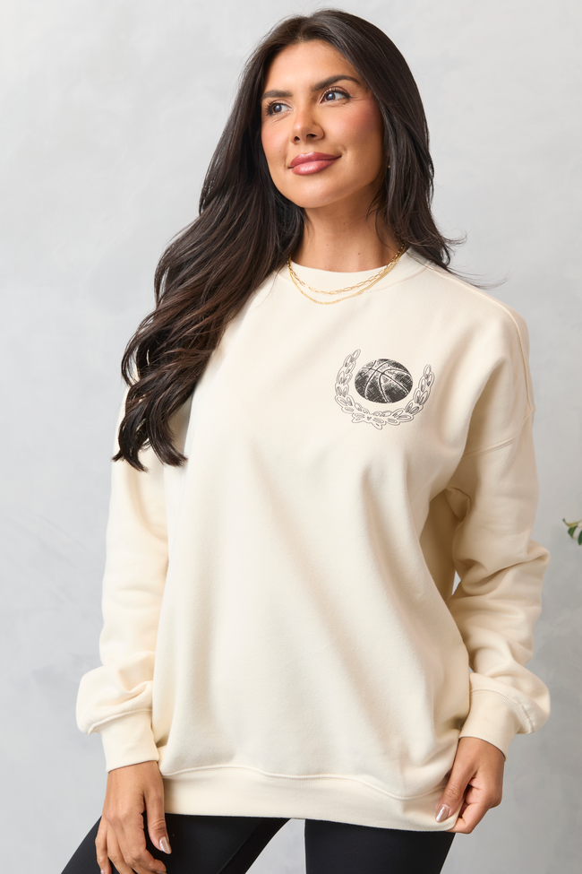 Meet Me In The Bleachers Basketball Cream Sweatshirt