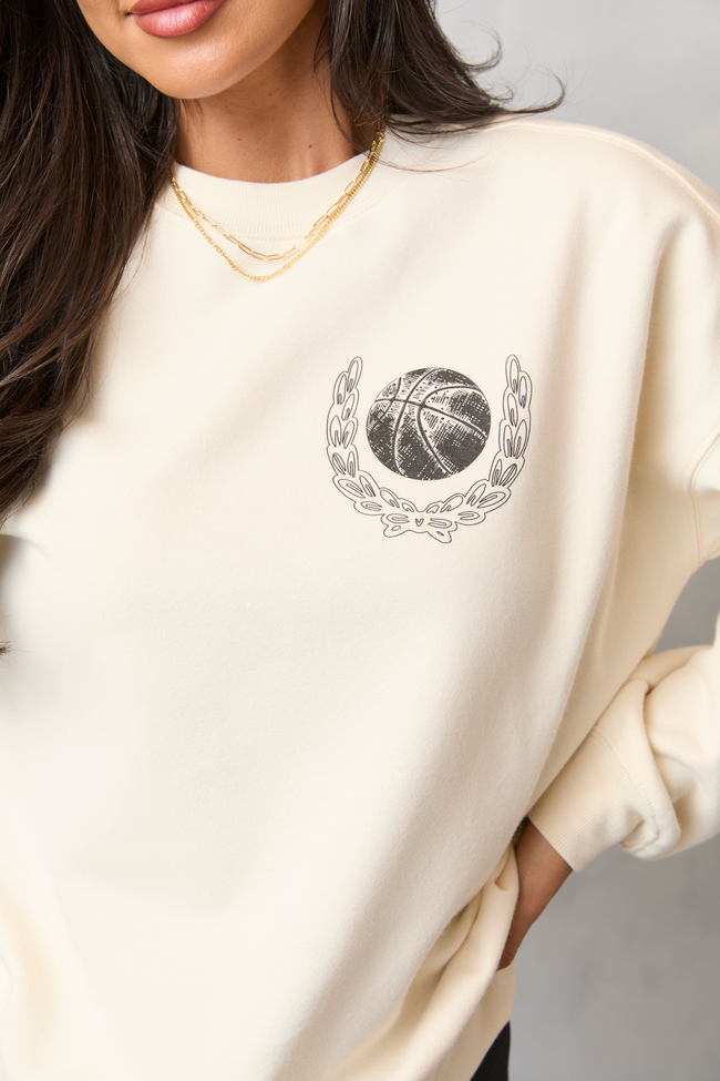 Meet Me In The Bleachers Basketball Cream Sweatshirt - Image 3