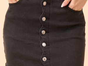 My Favorite Black Wash Scallop Detail Skirt