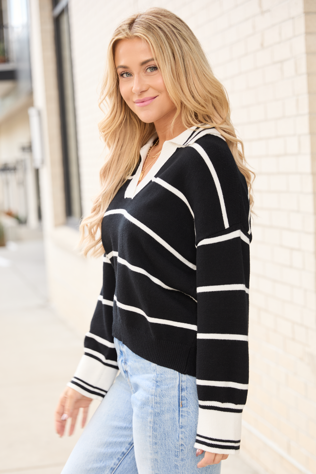 Imagine That Black Striped Collared Sweater FINAL SALE - Image 4