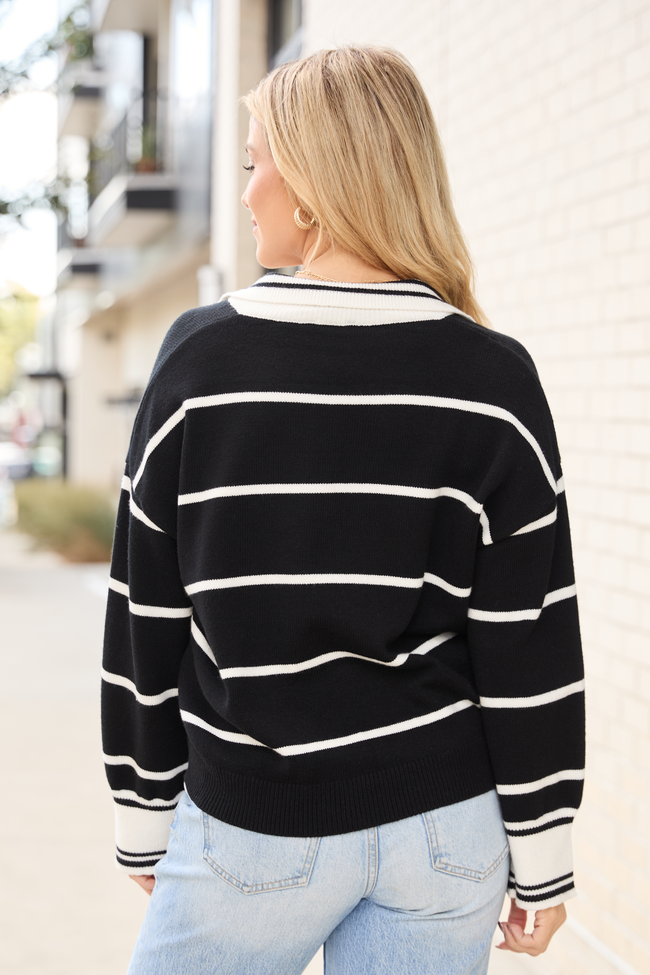 Imagine That Black Striped Collared Sweater FINAL SALE - Image 5