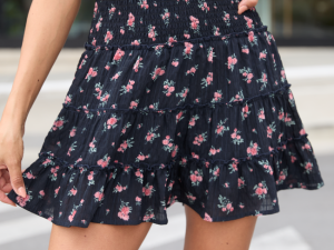 Through the Garden Black and Pink Flower Skort