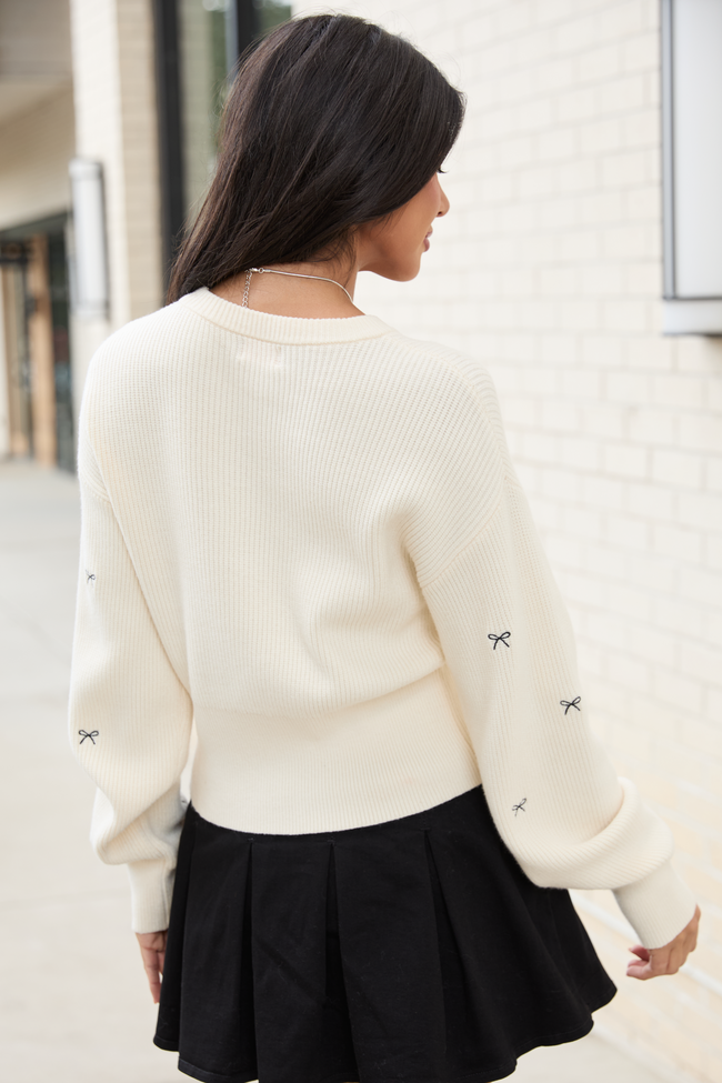 Leila Bow Ivory Sweater - Image 4