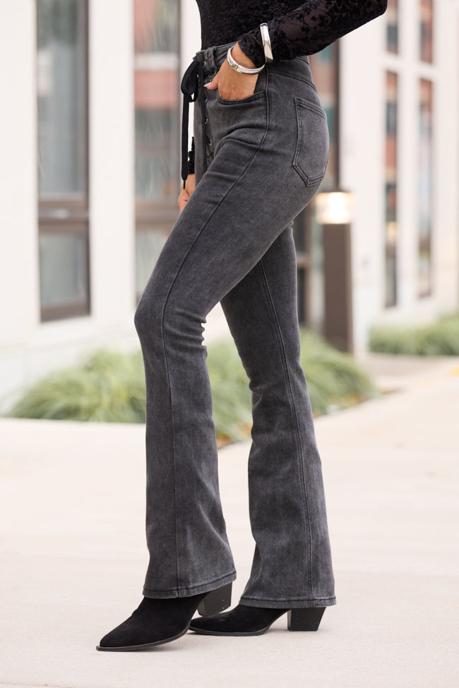 My Favorite Black Lace Up Flare Jeans - Image 4