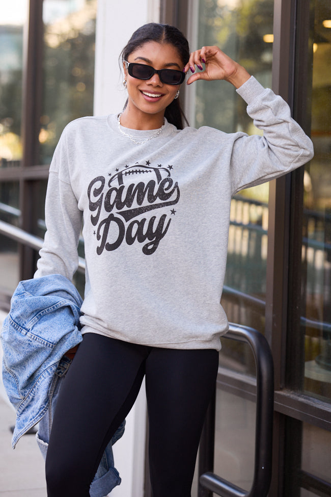 Game Day Script Light Grey Graphic Sweatshirt - Image 4