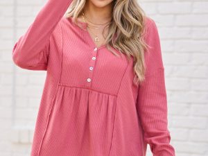 Kenna Rose Long Sleeve Henley Top