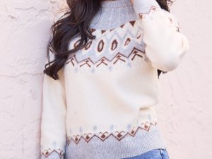 Isadora Grey Brown And Ivory Fair Isle Sweater