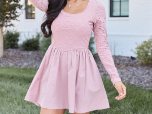 Marina Pink Eyelet Mini Dress