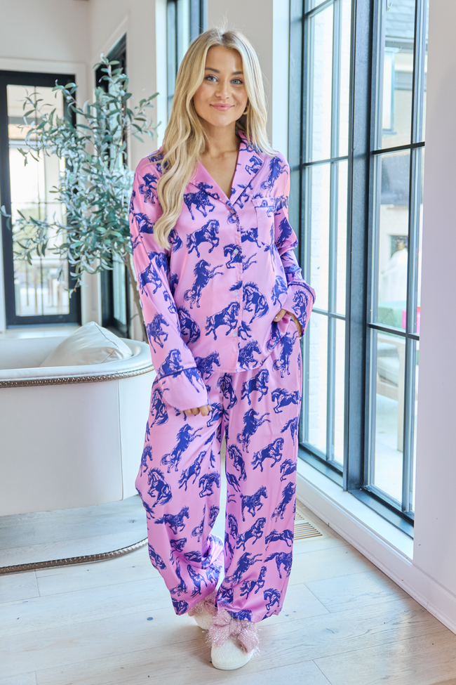 Kylie Pink Wild Horses Pajama Set DOORBUSTER - Image 3
