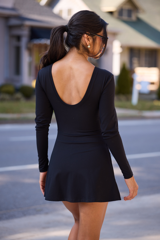 On My Terms Black Long Sleeve Active Wrap Dress - Image 4