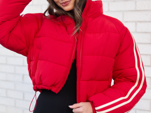 Amelia Red and White Puffer Jacket