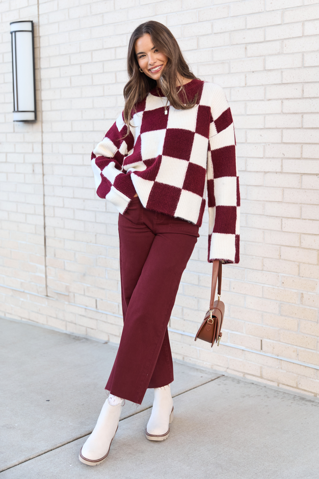 My Favorite Burgundy Wide Leg Jeans - Image 2