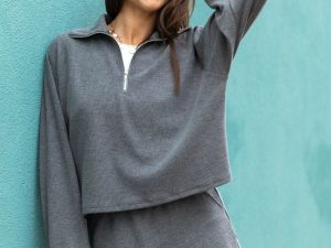 Tried It All Charcoal Quarter Zip Ribbed Knit Pullover FINAL SALE