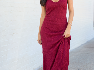 Hyacinth Burgundy Lace Godet Slip Dress