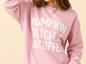 Pumpkin Patches & Coffee Mauve Graphic Sweatshirt
