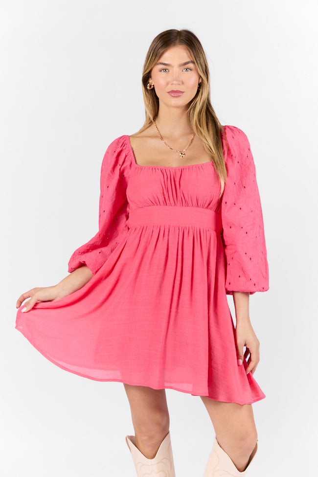 Beautiful Thoughts Pink Lace Sleeve Mini Dress FINAL SALE