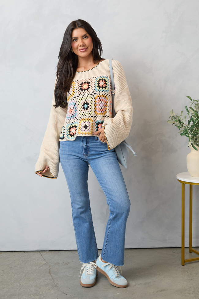 Della Medium Wash Stretch Crop Flare Jeans - Image 2