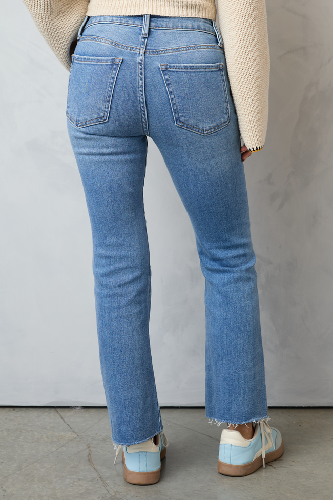Della Medium Wash Stretch Crop Flare Jeans - Image 4